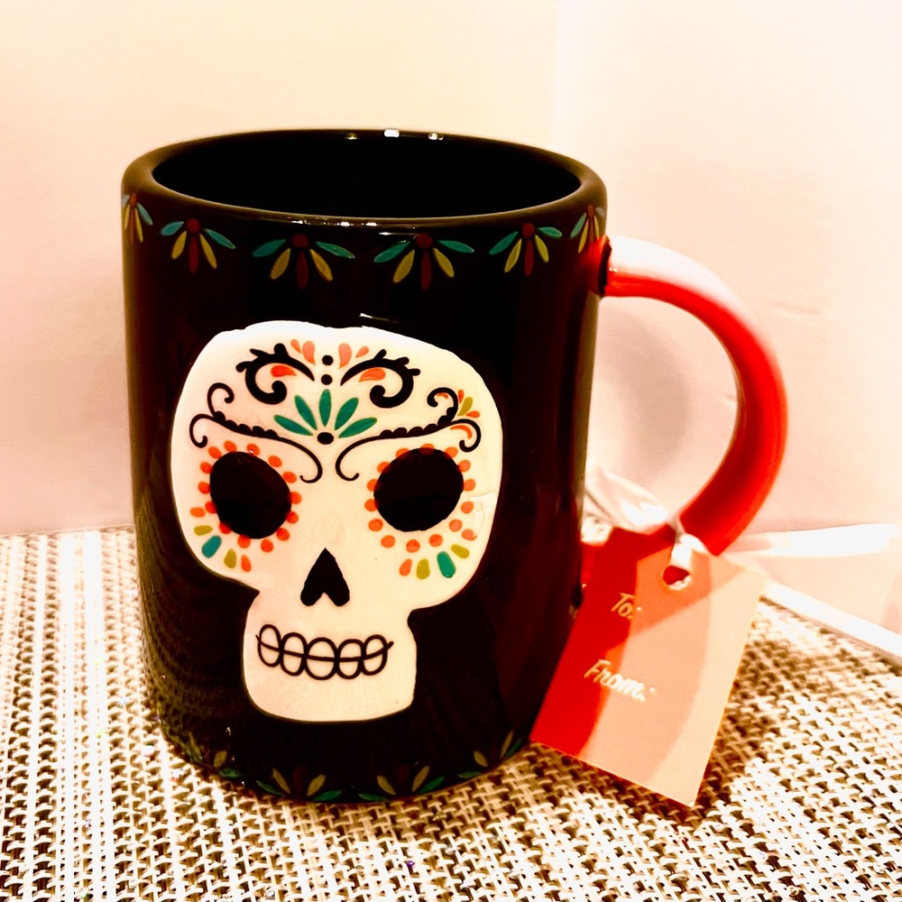 NEW LANG - 'Day of the Dead' Sugar Skull Halloween Mug. 18oz Hand Painted.